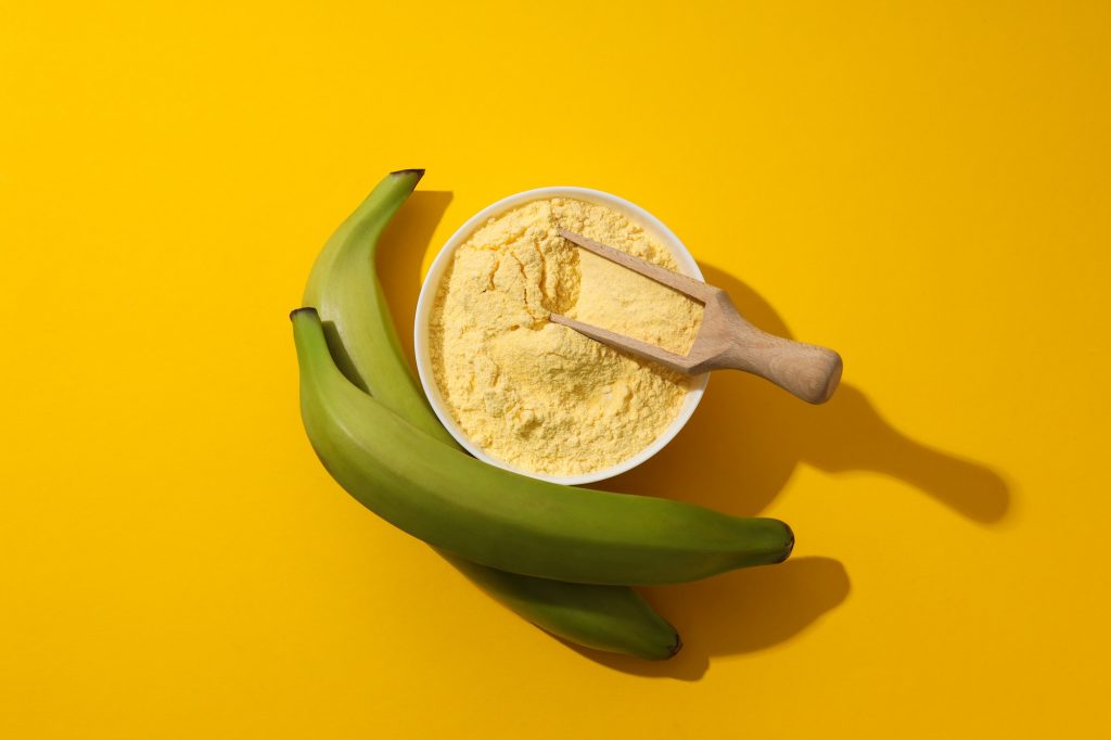 Banana flour, concept of cooking food, tasty banana flour